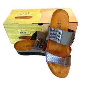 NAOT Lena Slides 37 Leather Wedge Slides Graphic Purple 04453